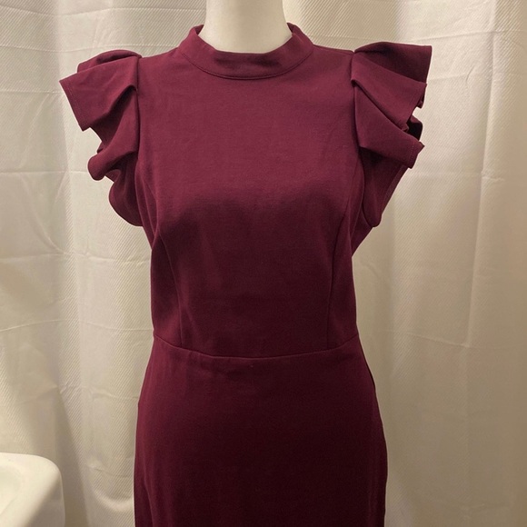 Lulus Stylish Splendor Burgundy Backless Ruffle Bodycon Midi - Picture 3 of 6
